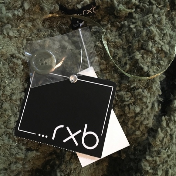 RXB Boucle Knit Cardigan Sweater Army Green NWT - Picture 6 of 7